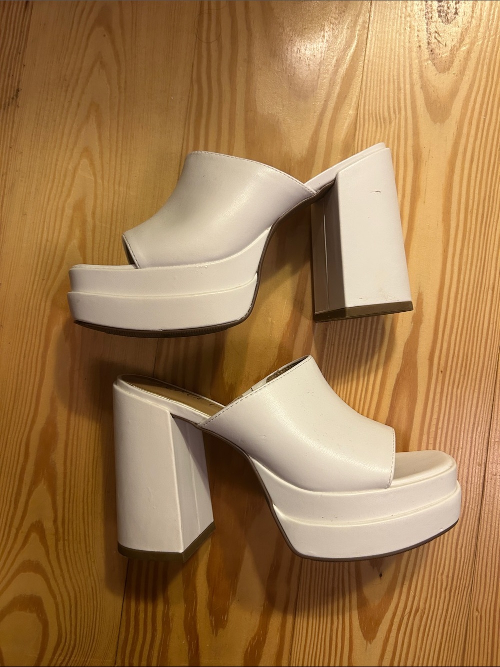 White platform mules clogs
